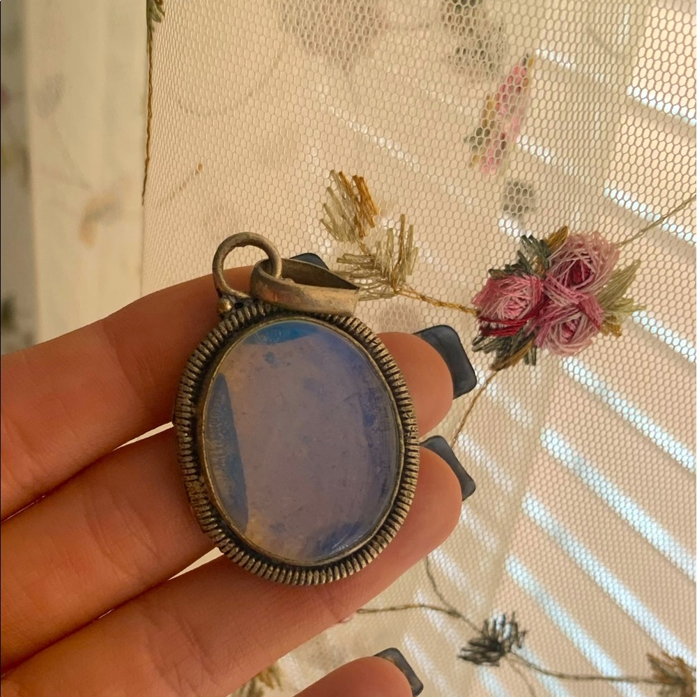 White/Clear gemstone pendant 🌙 ✨